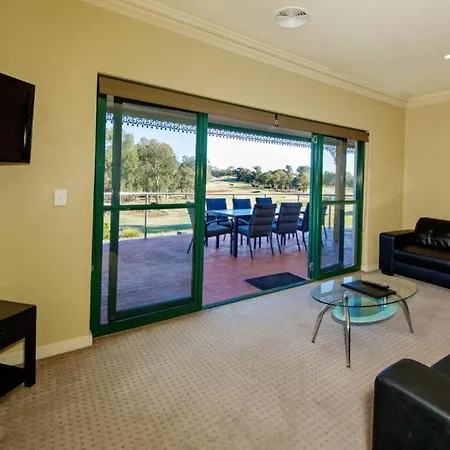 Yarrawonga Mulwala Golf Club Hotel Exterior photo Living room with a view of the golf course